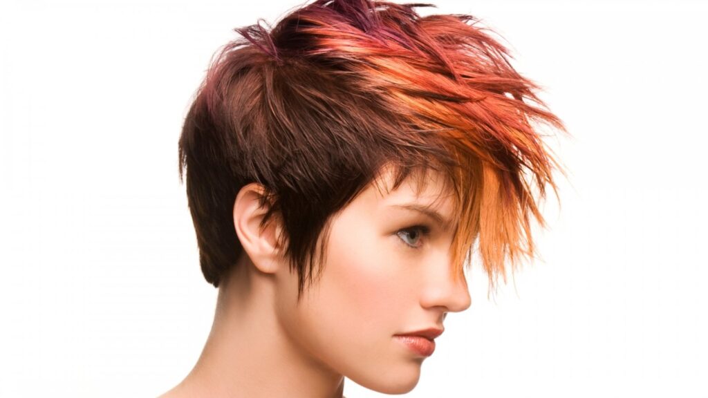 Creative women's haircut at the Grail salon.