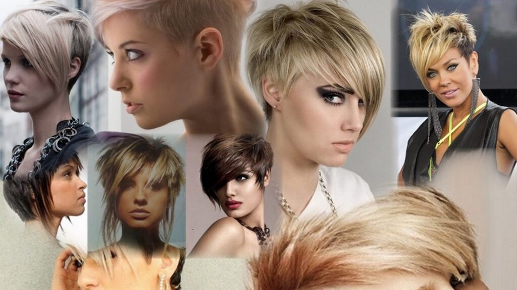 Creative women's haircuts at the Grail salon.