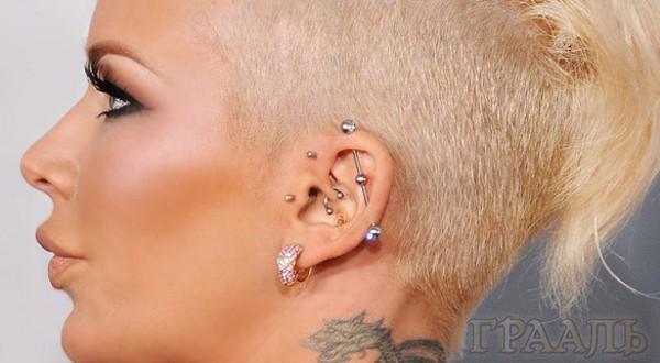 Ear piercing at Grail salon